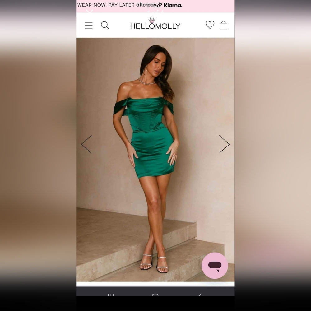 Hello Molly Green off the shoulder mini dress Size 8